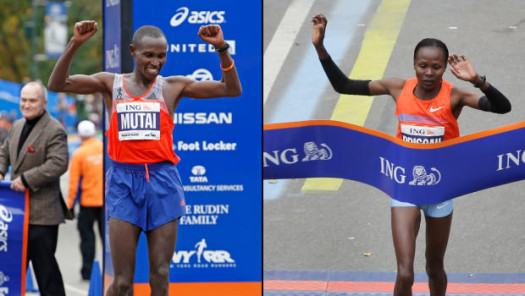 Kenyan runners Geoffrey Mutai and Priscah Jeptoo win 2013 New York marathon.  (Photo Credit: Google Images)