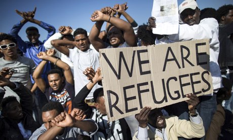 African migrants enter the fourth day of protests against Israel's parliament. (Photo Credit: The Guardian)