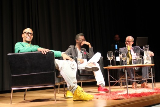 Grammy award-winning rapper Clifford 'T.I.' Harris, visual artist Fahamu Pecou and High Museum of Art Curator Michael Rooks discuss art, hip hop and culture.  (Photo Credit: DJ Blak Magic)