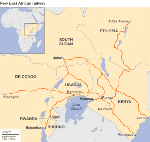 China will build an East African railway connecting several countries including Kenya, Rwanda and South Sudan.  (Photo Credit: Google Images)