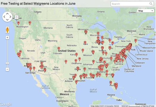 Select Walgreens stores are offering free HIV testing  as part of the 2014 National HIV Testing Day. (Google Images) 