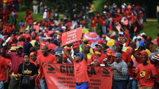 The National Union of Metalworkers of South Africa (NUMSA) members strike for better wages. (Google Images)