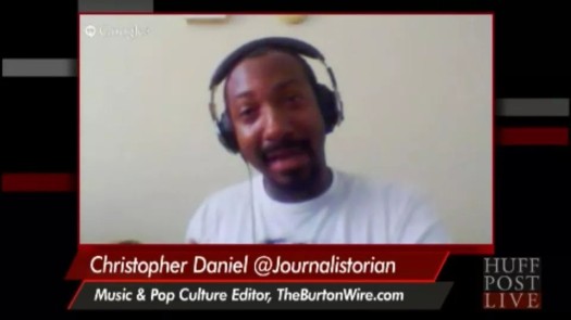 The Burton Wire's Deputy Editor Christopher A. Daniel interviews Tavis Smiley and Marc Lamont Hill on HuffPost Live. (Screen Shot)