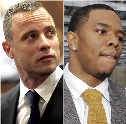 Convicted killer and paralympian Oscar Pistorius and former NFL player Ray Rice.  (Photo Credit: Google Images)