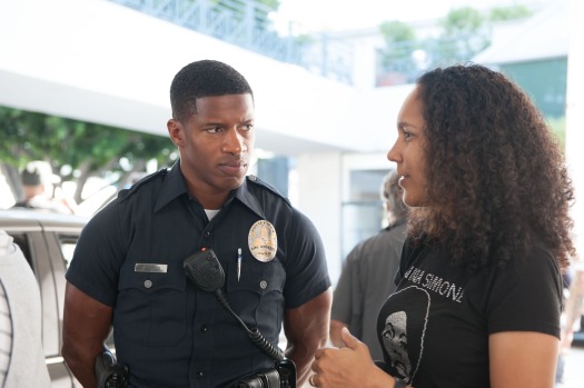 Director Gina Prince-Bythewood directs Nate Parker (Kaz) on the set of 'Beyond the Lights'. (Relativity Media)