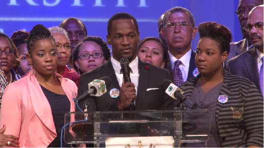 The children of Dr. Myles and Ruth Munroe speak at the first church service since the death of their parents in a plane crash. (Google Images)